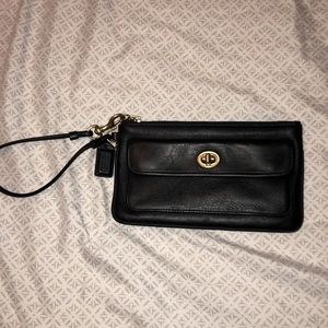 Black leather vintage coach wristlet